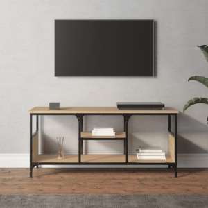 Hetty Wooden TV Stand Small With 2 Shelves In Sonoma Oak
