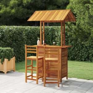 Hexa Solid Wood Garden Bar Table And Bar Chairs With Backrest