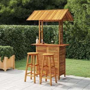 Hexa Solid Wood Garden Bar Table And Bar Stools With Round Seat