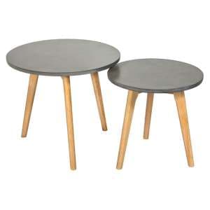 Hexane Wooden Nest Of 2 Tables In Concrete Effect