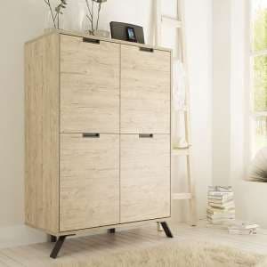 Heyford Wooden Storage Cabinet In Sherwood Oak With 4 Doors - UK