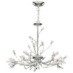 Hibiscus 5 Lights Pendant Light In Chrome And Clear - UK