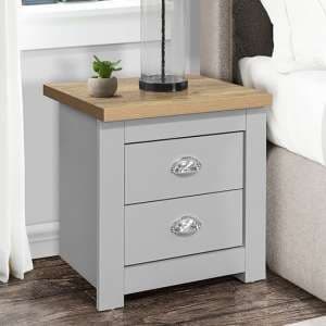 Highgate Wooden Bedside Cabinet With 2 Drawers In Grey And Oak