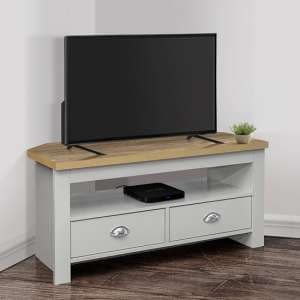 Highgate Corner Wooden TV Stand In Grey And Oak