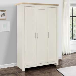 Highgate Wooden Wardrobe With 3 Doors In Cream And Oak
