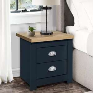 Highland Wooden Bedside Cabinet With 2 Drawers In Blue And Oak - UK