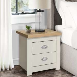 Highland Wooden Bedside Cabinet With 2 Drawers In Cream And Oak - UK
