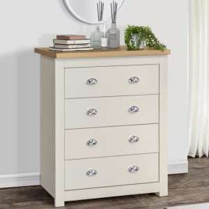 Highland Wooden Chest Of 4 Drawers In Cream And Oak - UK