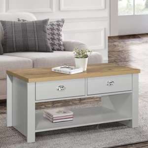 Highland Wooden Coffee Table With 2 Drawers In Grey And Oak - UK