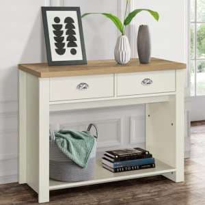 Highland Wooden Console Table With 2 Drawers In Cream And Oak - UK