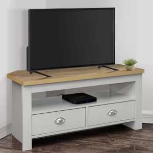 Highland Wooden Corner TV Stand In Grey And Oak - UK