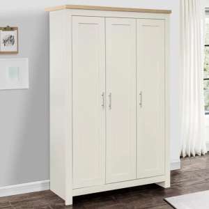 Highland Wooden Wardrobe With 3 Doors In Cream And Oak
