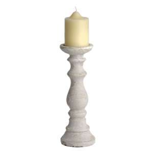 Hilari Medium Stone Candle Holder In Cream - UK