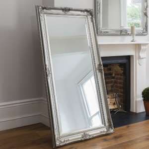 Hinton Bevelled Leaner Floor Mirror In Antique Silver - UK