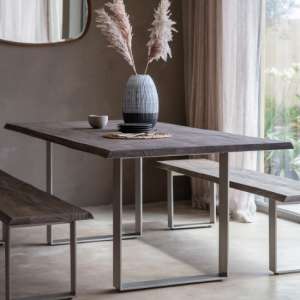 Hinton Large Wooden Dining Table With Metal Legs In Grey - UK