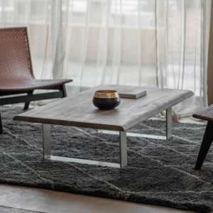 Hinton Wooden Coffee Table With Metal Legs In Natural - UK