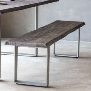 Hinton Wooden Dining Bench With Metal Legs In Grey - UK
