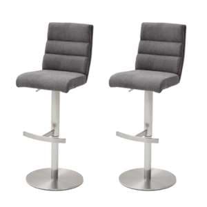 Hiulia Anthracite Fabric Bar Stool With Steel Base In Pair
