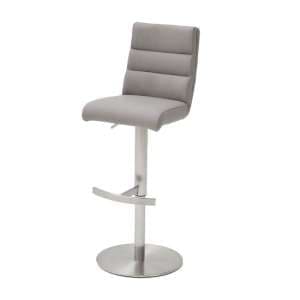 Hiulia Bar Stool In Ice Grey With Stainless Steel Base
