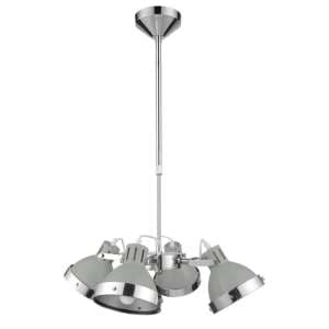 Hixo Round 4 Metal Shades Pendant Light In Grey And Chrome - UK