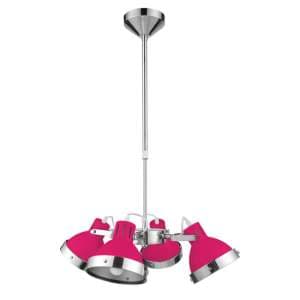 Hixo Round 4 Metal Shades Pendant Light In Pink And Chrome - UK