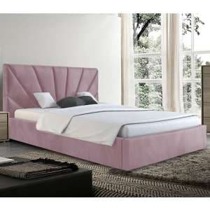 Hixson Plush Velvet Double Bed In Pink - UK