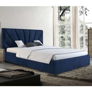 Hixson Plush Velvet Super King Size Bed In Blue - UK