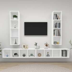 Hiyan Wall Hung Wooden Entertainment Unit In White
