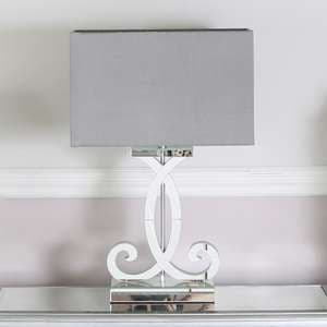 Hobart Grey Shade Table Lamp With Clear Mirrored Base