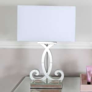Hobart White Shade Table Lamp With Green Mirrored Base