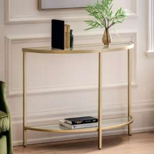 Hobson Clear Glass Console Table With Champagne Frame - UK