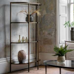 Hobson Clear Glass Shelving Unit With Bronze Frame