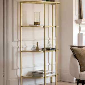 Hobson Clear Glass Shelving Unit With Champagne Frame