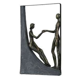 Holding Hands Poly Design Sculpture In Antique Bronze And Grey