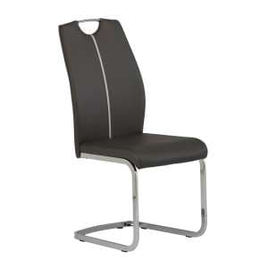 Holmes Cantilever Dining Chair In Grey PU With Chrome Base - UK
