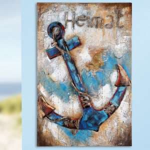 Homeland Picture Metal Wall Art In Blue And Brown - UK