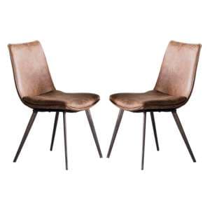 Honks Brown Faux Leather Dining Chairs In A Pair - UK