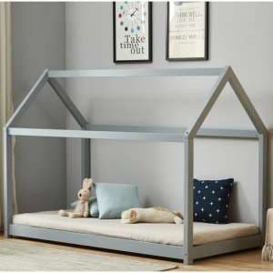 House Wooden Single Bed In Grey