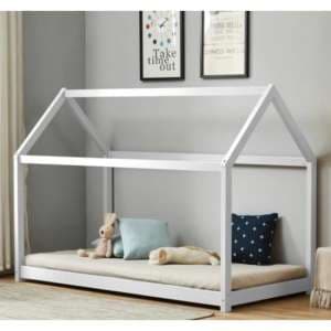 House Wooden Single Bed In White
