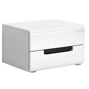 Houston High Gloss Bedside Cabinet With 2 Drawers In White - UK