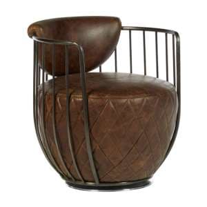 Hoxman Faux Leather Swivel Accent Chair In Brown