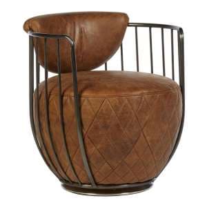 Hoxman Faux Leather Swivel Accent Chair In Light Brown