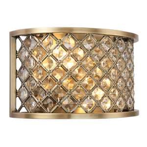 Hudson 2 Lights Clear Crystal Wall Light In Antique Brass - UK