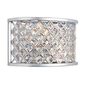 Hudson 2 Lights Clear Crystal Wall Light In Polished Chrome - UK