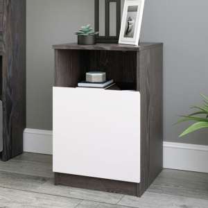 Hudson Wooden Bedside Cabinet In Charcoal Ash And Pearl Oak - UK