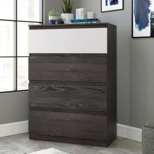 Hudson Wooden Chest Of 4 Drawers In Charcoal Ash And Pearl Oak - UK