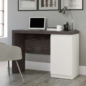 Hudson Wooden Computer Desk In Charcoal Ash And Pearl Oak - UK