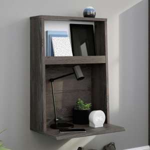 Hudson Wooden Wall Mounted Bedside Cabinet In Charcoal Ash - UK