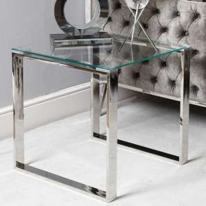 Huron Clear Glass Top End Table In Shiny Chrome Frame