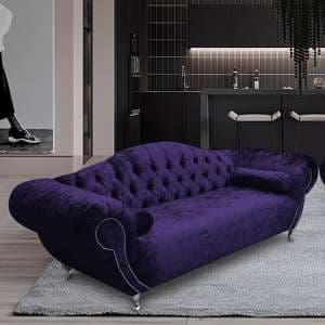 Huron Malta Plush Velour Fabric 3 Seater Sofa In Ameythst - UK